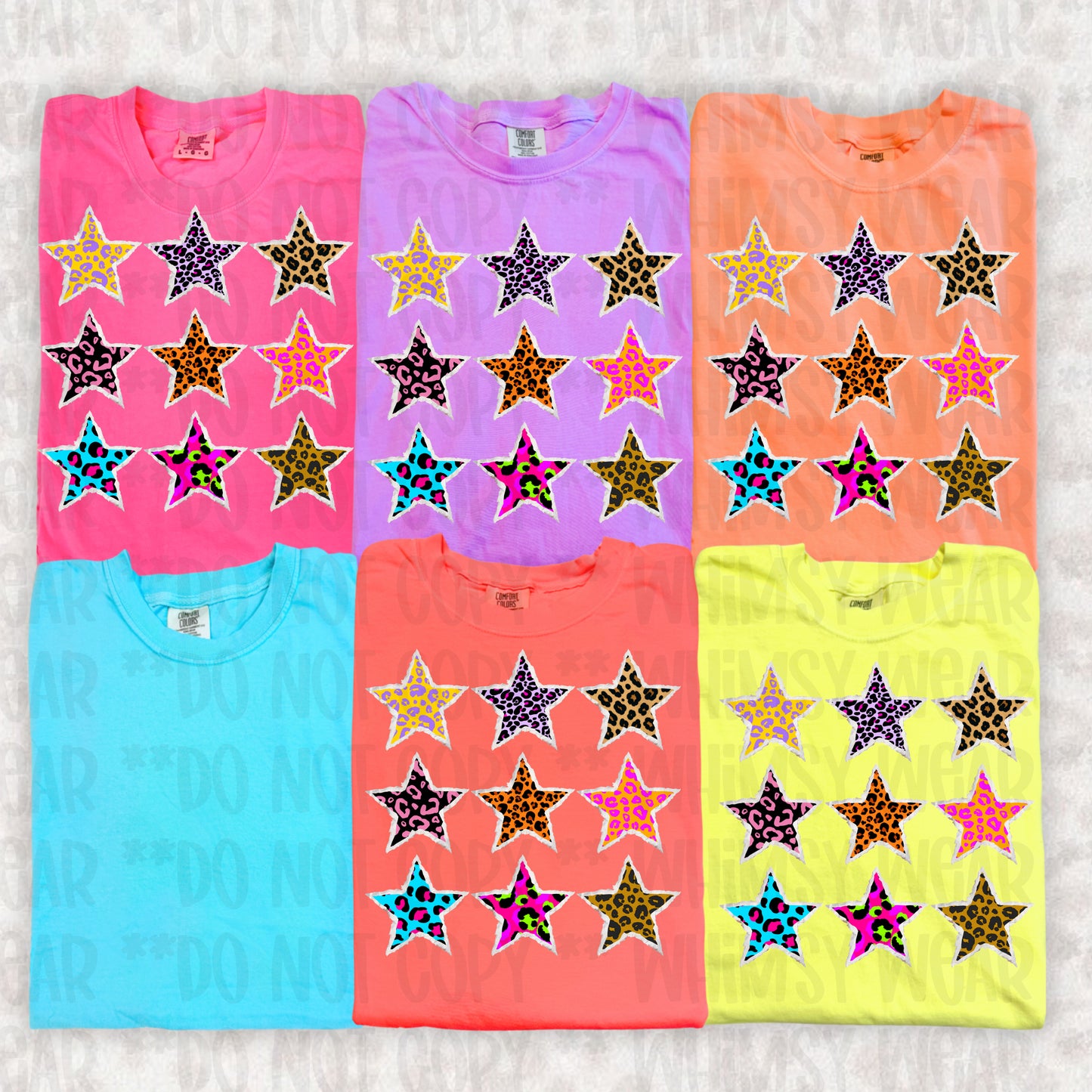 Neon Patterned Stars