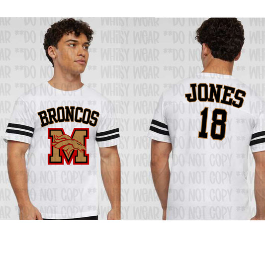 Morsey Jersey Design Black Letters With Gold Outline on Unisex Jersey Tee (Front and Back Design)