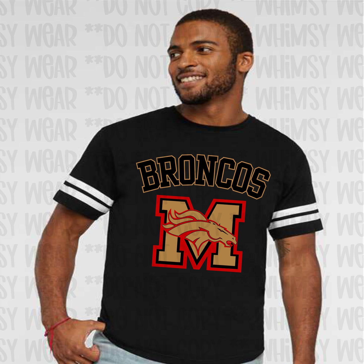 Morsey Jersey Design Black Letters With Gold Outline on Unisex Jersey Tee (Front Design Only)