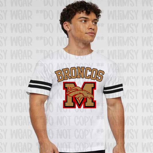 Morsey Jersey Design Gold Letters With Black Outline on Unisex Jersey Tee (Front Design Only)