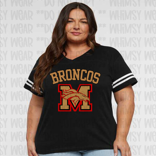 Morsey Jersey Design Gold Letters With Black Outline on WOMEN's VNECK Jersey Tee (Front Design Only)