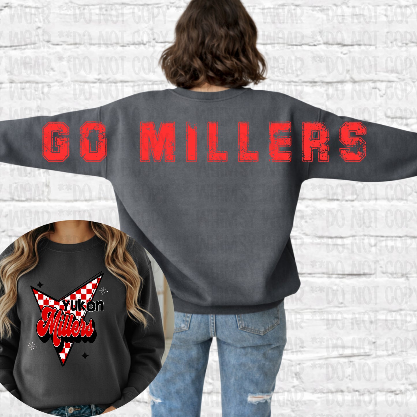 Customizable Long Back Font School or Mascot with front design